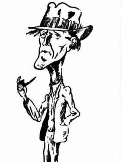 A caricature of Leeton’s bush poet Jim Gordon.