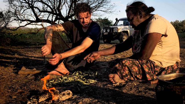 Jock Zonfrillo on country with Patricia Marfurra McTaggart, Nauiyu Community, Daly River. Picture: Per-Anders Jorgensen