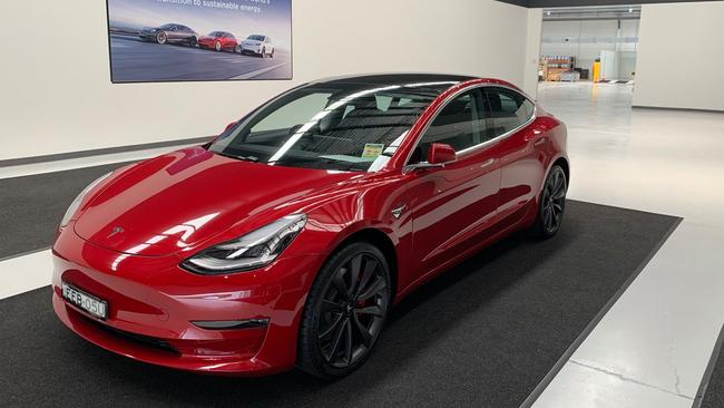 The new Tesla Model 3 car.