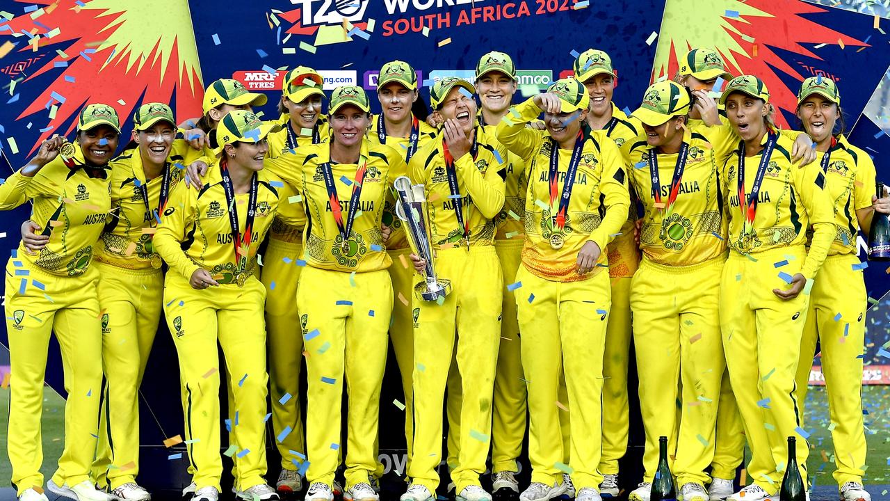 Australia celebrate yet another World Cup win. (Photo by Ashley Vlotman/Gallo Images/Getty Images)