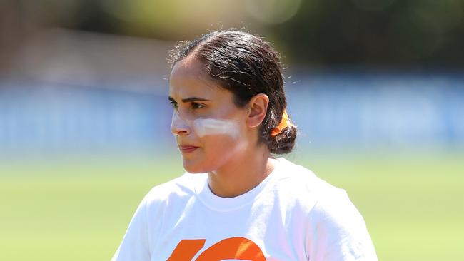 Haneen Zreika will not play this weekend after deciding not to wear the team’s pride jumper on religious grounds. Picture: Getty Images