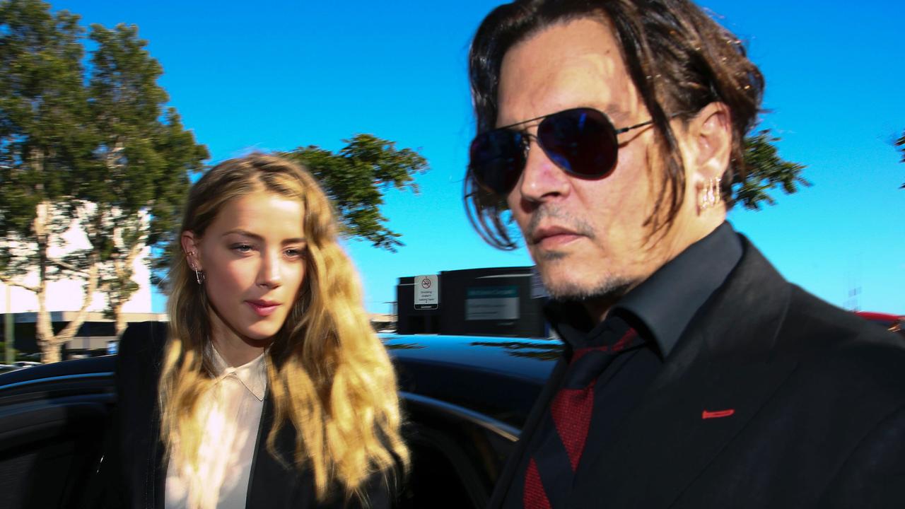 Heard and Depp arrive at a Gold Coast court in 2016. Picture: AFP