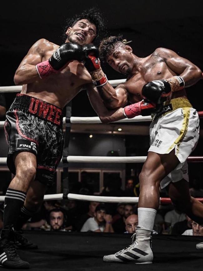 Hunter Ioane in a boxing match at Melbourne Pavilion. Picture: Facebook