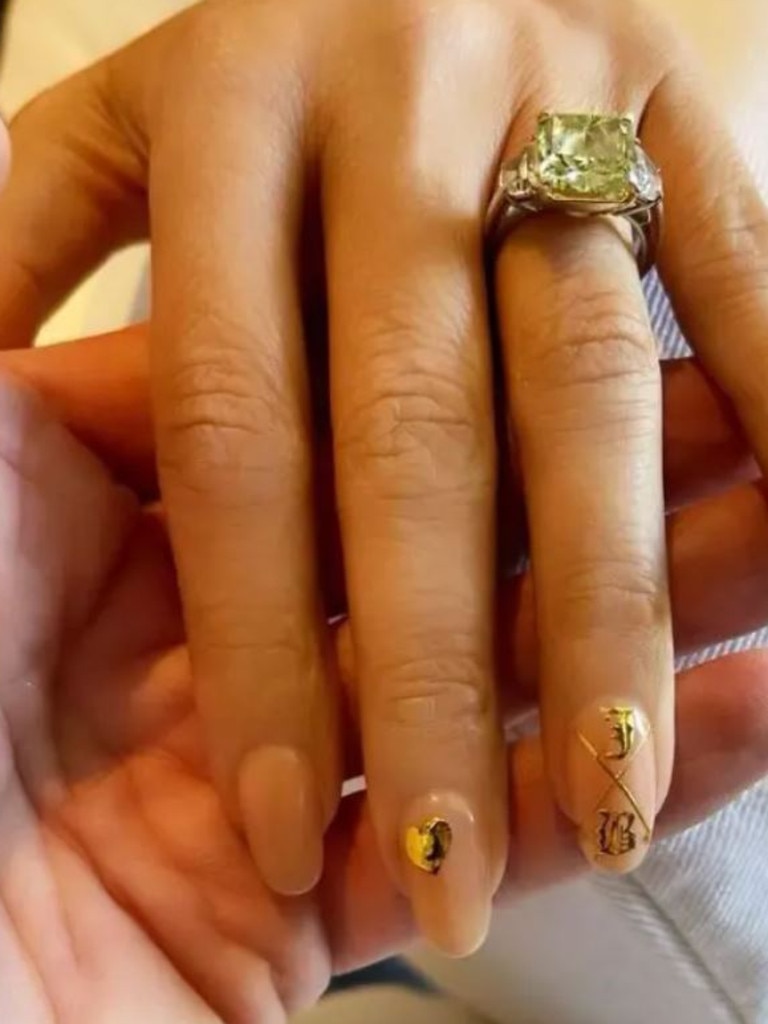 The star proudly showed off her ring at the time on social media.