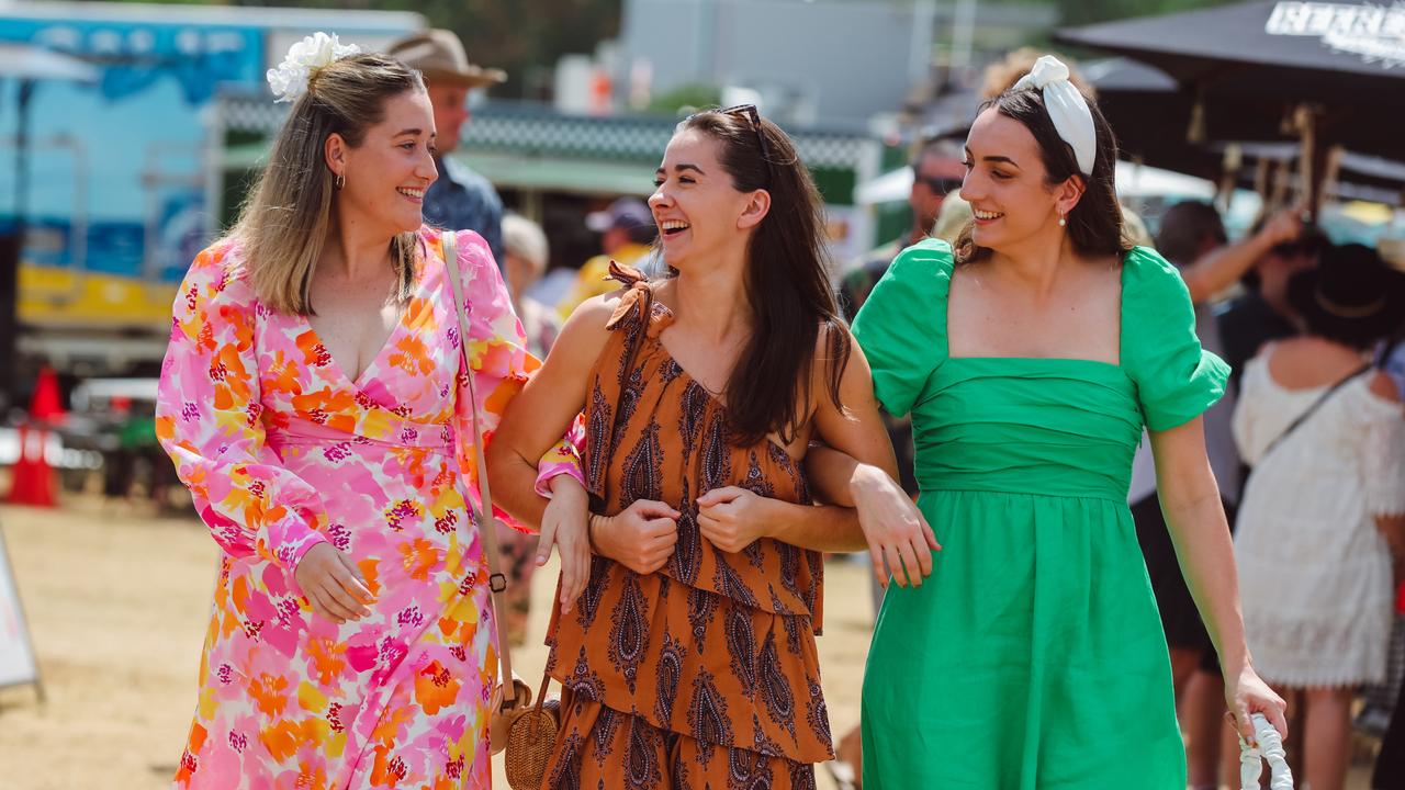 Having a ball at The Great Northern Darwin Cup at Fannie Bay Turf Club are Katie Blake ,Stephanie Carr and Shae Bellenger :Picture: Glenn Campbell