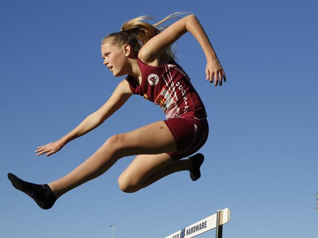 Doonside Little Athletics Club at Charlie Bali Reserve. Pictured is Mackenzie Doust 11 on the Hurdles.