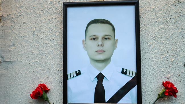 Portrait of pilot Alexander Kalyanin in front of his building on December 28 in Baku, Azerbaijan. Picture: Aziz Karimov/Getty Images