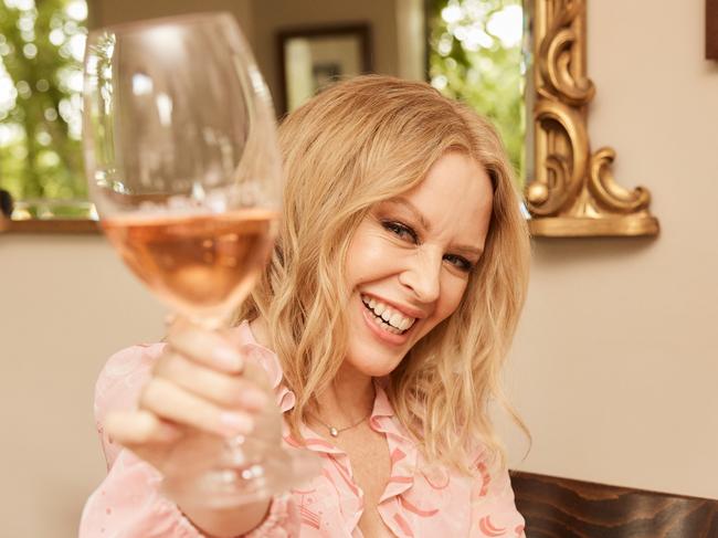 Pop superstar Kylie Minogue has celebrated her first Victorian chardonnay wine release, with De Bortoli Wines, in the Yarra Valley. Picture credit: Michelle Tran.