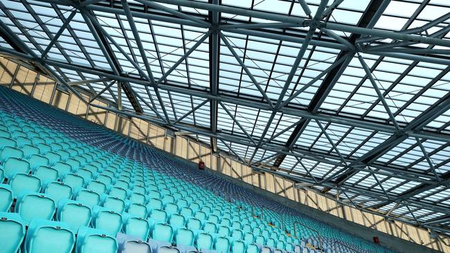 An empty ANZ Stadium ahead of the round 2 NRL match between the Canterbury Bulldogs and the North Queensland Cowboys . Picture: Getty Images.