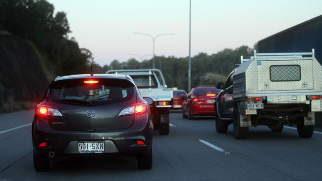 Peak hour on the M1 with traffic congestion due to road upgrades Picture: Richard Gosling.