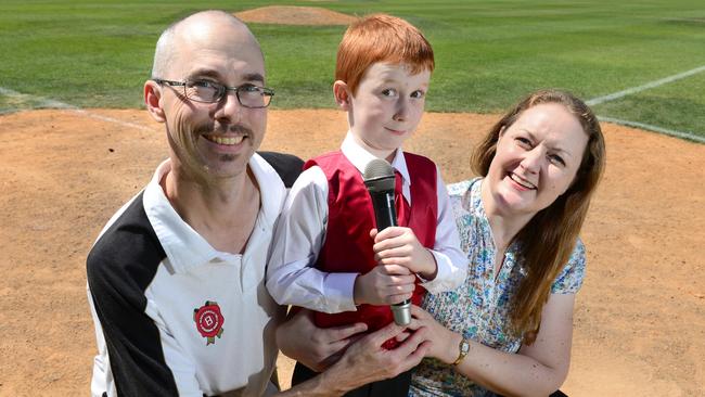 Ethan, 7, with his proud parents Tim and Kylie Hall. Picture: Tricia Watkinson