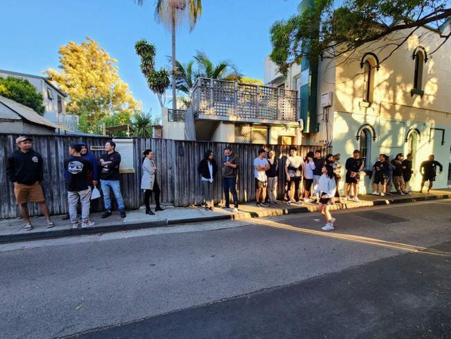 The crowd gathers outside Piggy Smol on Sunday afternoon. Picture: Supplied