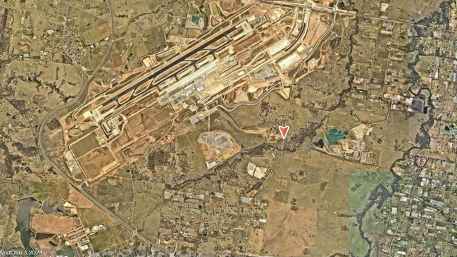 Badgerys Creek Road from above. Picture: Nearmap