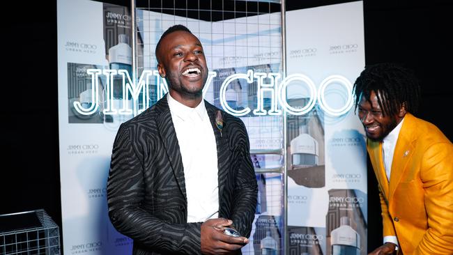 Timomatic and celebrity stylist Marvin Osifo attend the Jimmy Choo "Urban Hero" Australia Launch Party on November 19, 2019 in Sydney, Australia. (Photo by Hanna Lassen/Getty Images for Jimmy Choo)