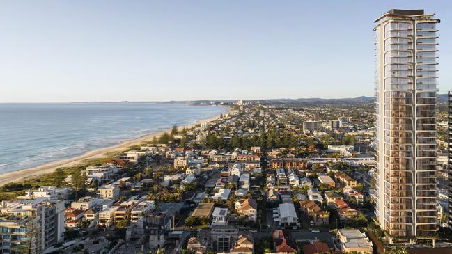 Artist impression of Peerless, a $255m, 36-storey tower proposed for Mermaid Beach by Sunland founder Soheil Abedian, his first project outside of his company. Picture: Supplied.