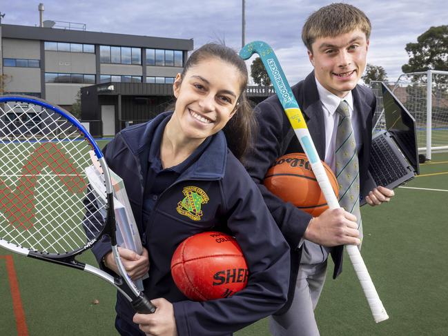 Principal Mark Aiello and Deputy Principal Mary Douris with students at Parade College, Preston Campus.Picture by Wayne Taylor 20th June 2024