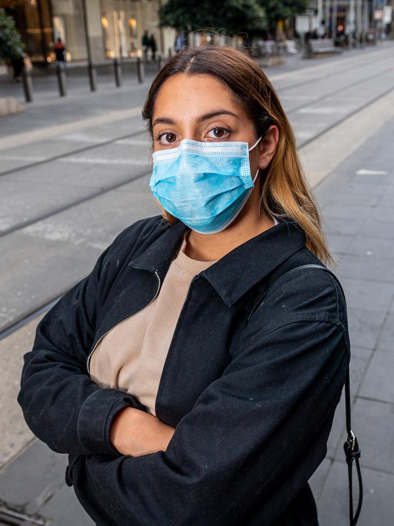 Melburnians are encourage to wear masks in public. Picture: Jake Nowakowski