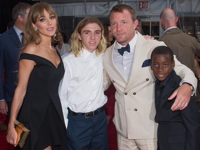 Hanging out ... Guy Ritchie with wife Jacqui Ainsley and his sons Rocco Ritchie and David Banda. Picture: Mark Sagliocco/FilmMagic