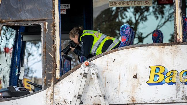 Crash scene investigators at the scene. Picture: Jake Nowakowski