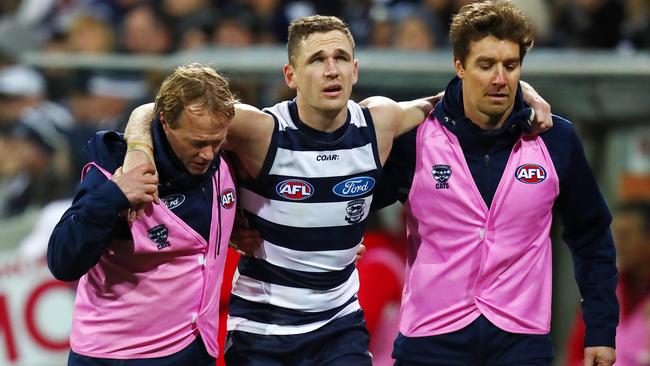 Joel Selwood has suffered a syndesmosis injury in his ankle. Picture: Michael Klein