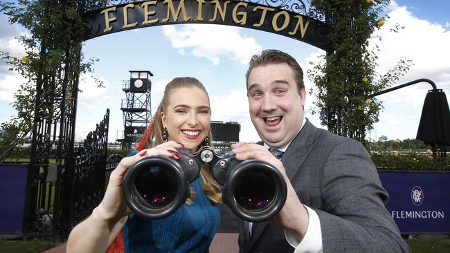 Race caller Matt Hill could be taking his binoculars to the MCG to call AFL. Picture: David Caird