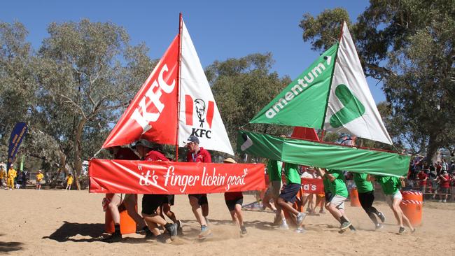 Punters from far and wide enjoying the Henley on Todd in Alice Springs, Saturday, August 17, 2024. Picture: Gera Kazakov