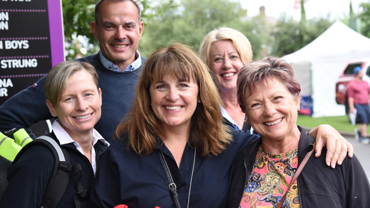 Jodie Willett, Werner Irschfeld, Kathy Saunders, Deb Thompson and Martina Irschfeld at Day 2 of Launceston's Festivale 2023. Picture: Alex Treacy