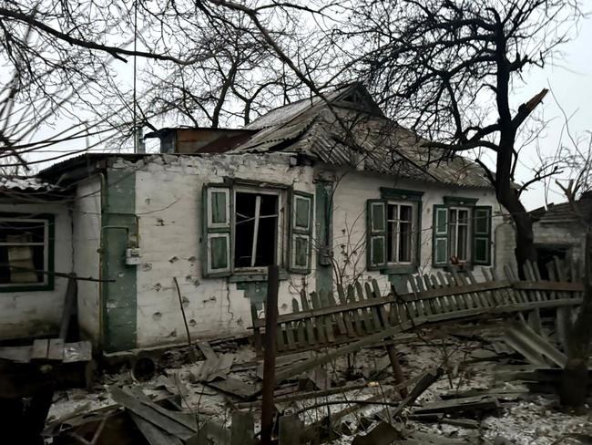 A house damaged as a result of a missile attack in Shevchenkove, Kharkiv region, amid the Russian invasion of Ukraine. Picture: AFP