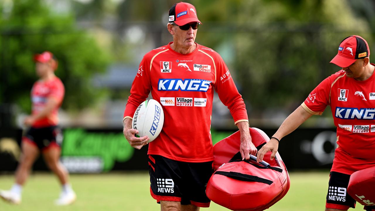 Dolphins coach Wayne Bennett is placing pressure on his former club. Picture: Bradley Kanaris/Getty Images