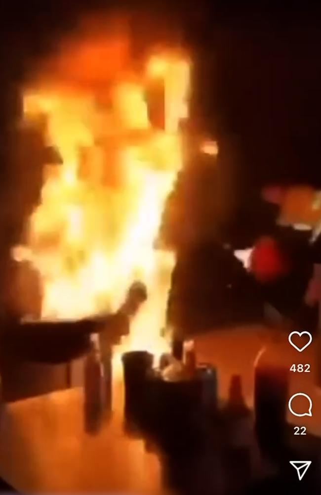 Video of man lighting himself on fire. Picture – Instagram.