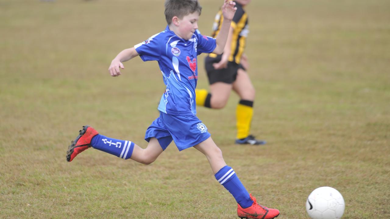 Grafton City Raptors (blue) play Westlawn Panthers (yellow) in the North Coast Football CL 10s at Rushforth Park on Saturday, July 11, 2020. Photo: Mitchell Keenan