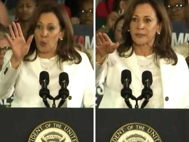 Kamala Harris speaking back to the hecklers.