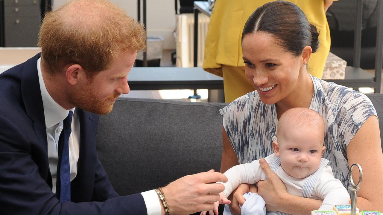 The Duke and Duchess of Sussex with their son, Archie in South Africa. Picture: Henk Kruger/Pool/AFP