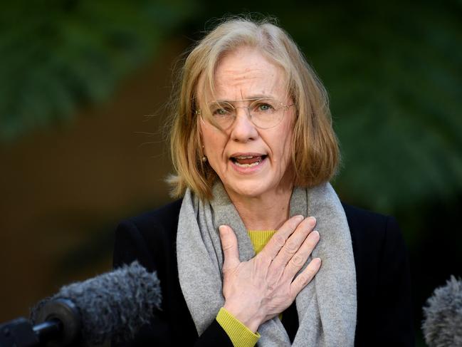 BRISBANE, AUSTRALIA - NewsWire Photos - AUGUST 8, 2021. Queensland Chief Health Officer Dr Jeannette Young  speaks during a media conference at Parliament House to provide a Covid-19 update.Picture: NCA NewsWire / Dan Peled