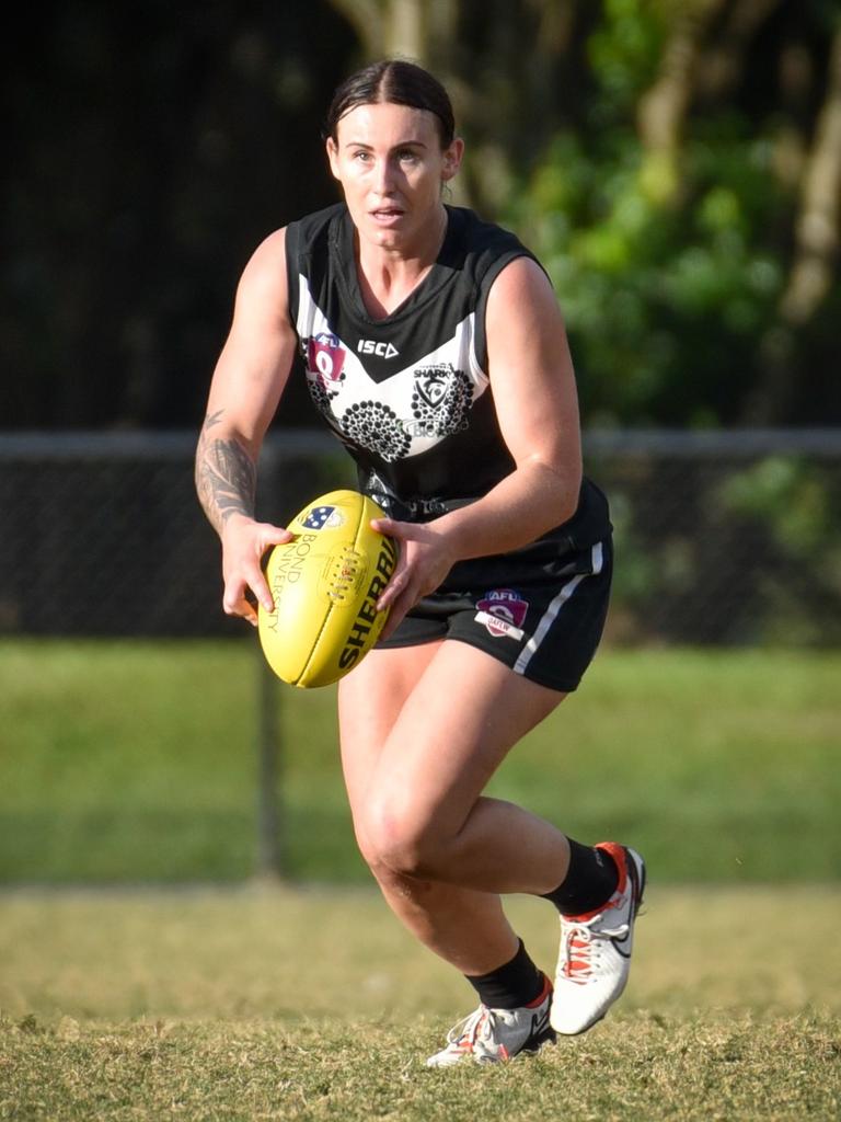 Maighan Fogas in action for Southport QAFLW. Picture: Highflyer Images.