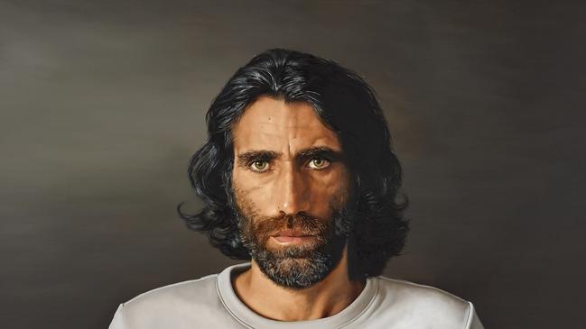 Archibald Prize 2020 finalist Behrouz Boochani by Lennox Head artist Angus McDonald; oil on canvas, 160 x 230 cm.