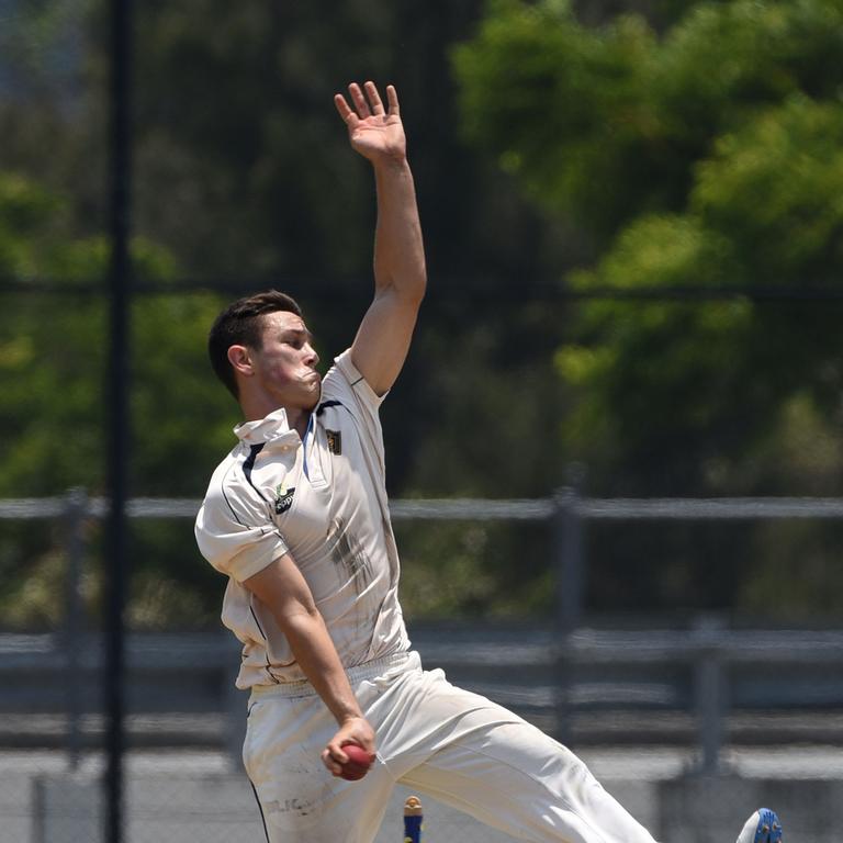 Queensland Premier Cricket - Gold Coast Dolphins vs Norths at Bill Pippen Oval, Robina. North's Nathan Carroll bowling. (Photo/Steve Holland)