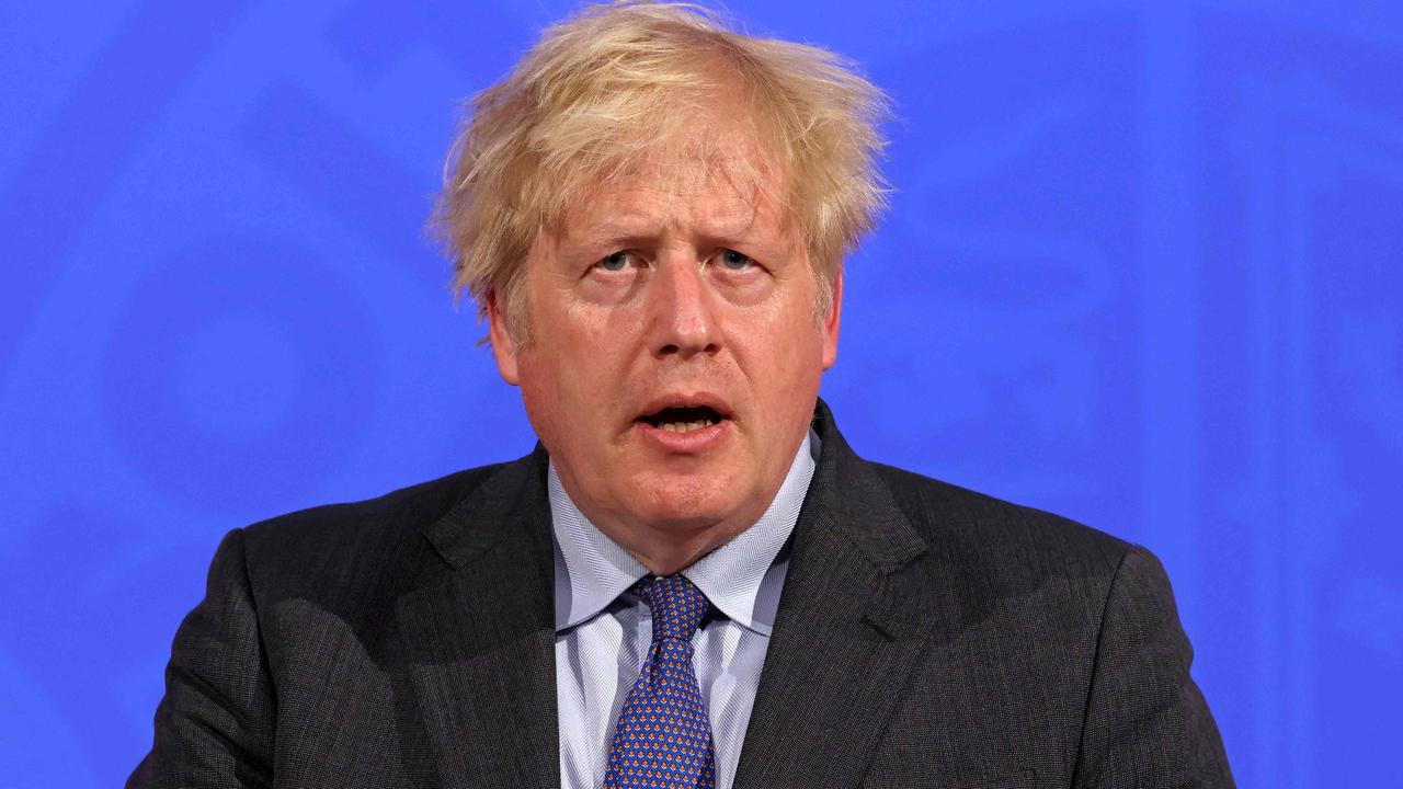 Britain's Prime Minister Boris Johnson announced a four-week delay to the full lifting of coronavirus restrictions for England. Picture: Jonathan Buckmaster/Pool/AFP