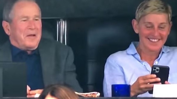 George W. Bush and Ellen DeGeneres at the Cowboys game. Picture: supplied