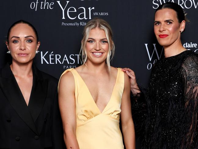 SYDNEY, AUSTRALIA - NOVEMBER 21: Kyah Simon, Charli Grant and Lydia Williams attends the Marie Claire Women of the Year Awards 2023 at Museum of Contemporary Art on November 21, 2023 in Sydney, Australia. (Photo by Brendon Thorne/Getty Images)