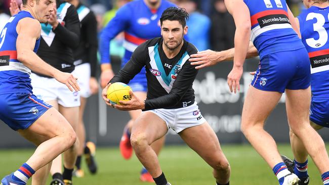 Chad Wingard showed glimpses of magic despite the tough conditions.