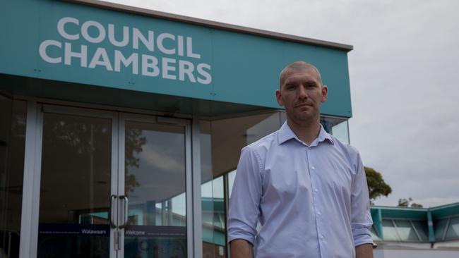 Eurobodalla Shire Mayor Mathew Hatcher wished all Bega candidates luck while speaking about road closures on election day.