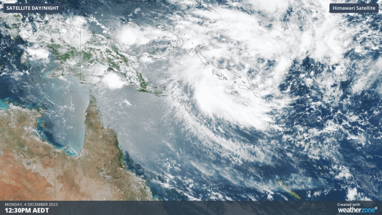 Satellite images show the low, which is likely to become a cyclone, off Australia’s northeast coast. Picture: Weatherzone