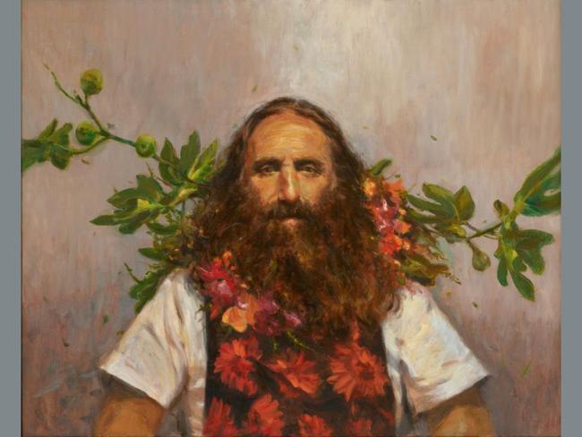 The green man by Evan Shipard depicts ABC’s Gardening Australia host Costa Georgiadis. Picture: Evan Shipard, Archibald 2025, Photo: Art Gallery of New South Wales, Jenni Carter
