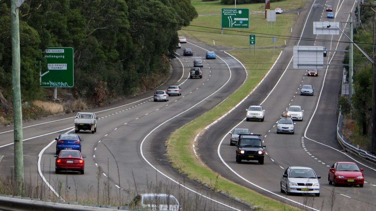 A female cyclist has died following a crash in Sydney’s south today, pictured is Princes Highway near Waterfall.