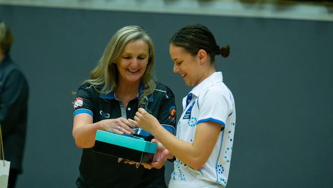 Whistleblower Tamara Welsford has been named the winner of the 2020 Neita Matthews Umpire Award. Pic: Narelle Spangher, Netball NSW.