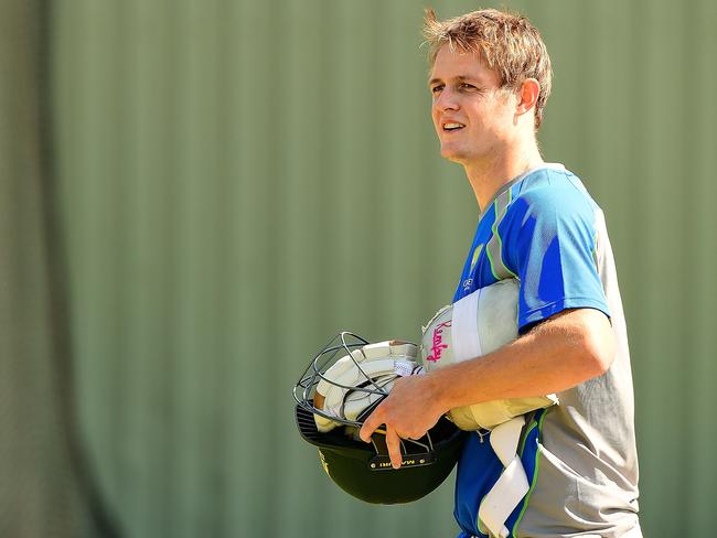 PERTH, AUSTRALIA - OCTOBER 31: Joe Mennie of Australia prepares himself for batting practice during an Australia nets session at WACA on October 31, 2016 in Perth, Australia. (Photo by Daniel Carson/Getty Images)