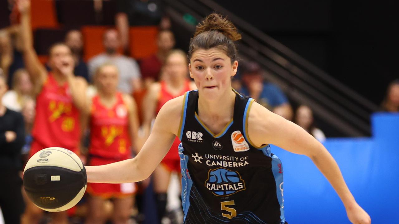 Jade Melbourne of the Capitals in action during the round 13 WNBL match between UC Captials and Adelaide Lightning. (Photo by Mark Nolan/Getty Images)