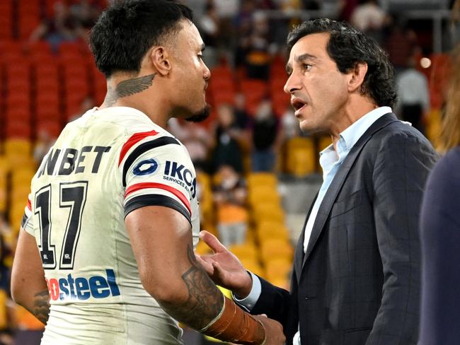 Leniu is also in a feud with Queensland great Johnathan Thurston. Picture: NRL Photos