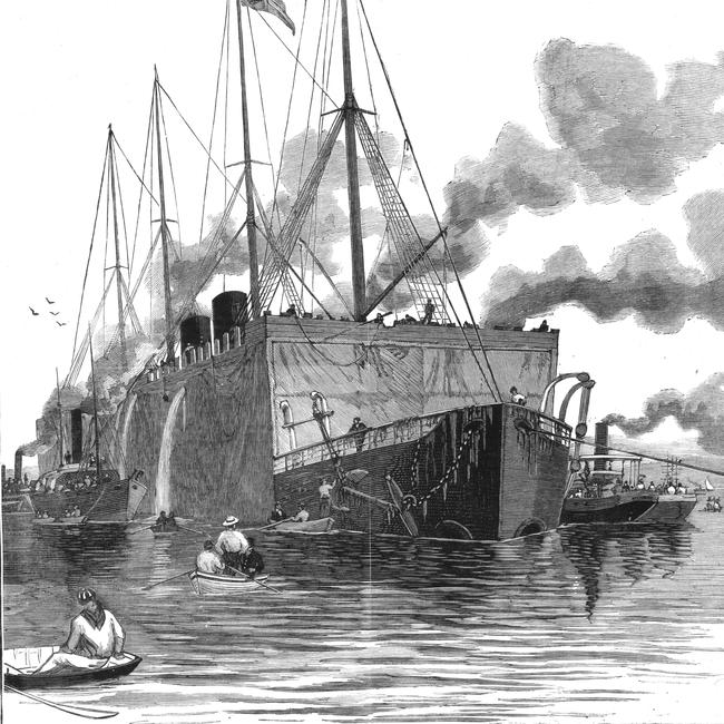 A sketch of the raising of RMS Austral. Image State Library of Victoria